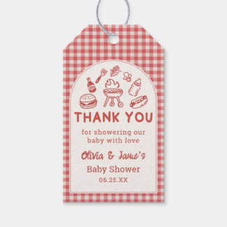 Etiqueta de Presente para Chá de Bebê Red Barbecue