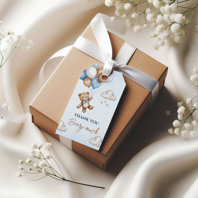 Etiqueta de Presente para Chá de Bebê Urso Azul Do (Criador carregado)