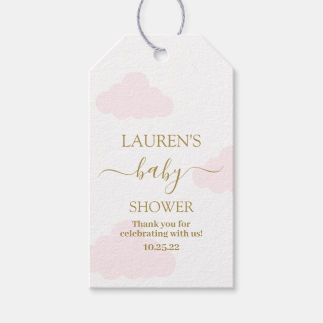 Etiqueta de presente para Chá de fraldas de Nuvens (Frente)