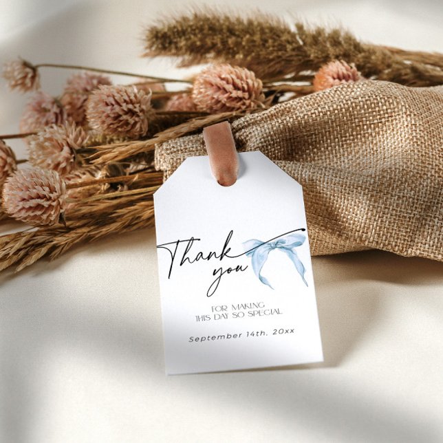 Etiqueta de presente para chá de noiva de laço azu (Criador carregado)