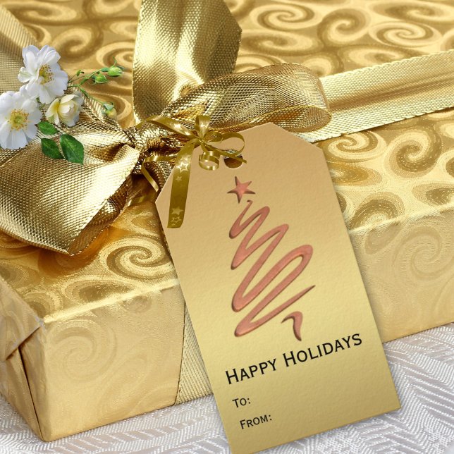 Etiqueta de Presente para Feriados Metálicos Doura (Criador carregado)