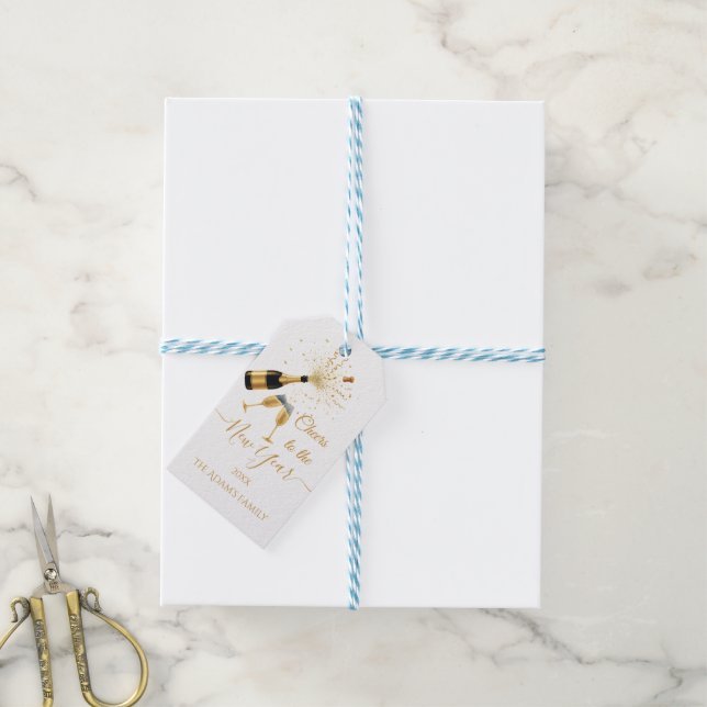 Etiqueta de Presente para Festa de Ano Novo com Ch (Com cordão)