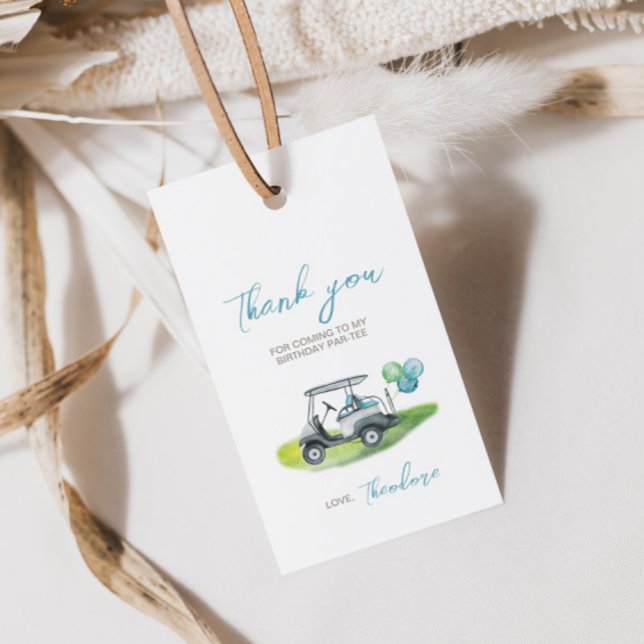 Etiqueta de presente para festa de golfe azul Putt (Criador carregado)
