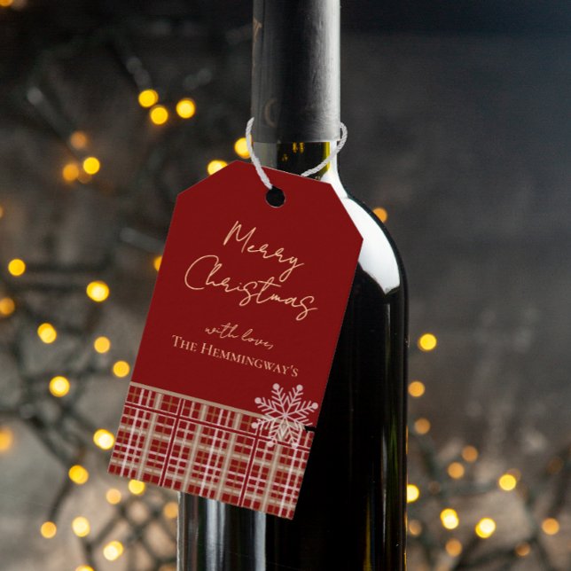 Etiqueta de Presente para Floco de Neve Vermelho e (Criador carregado)