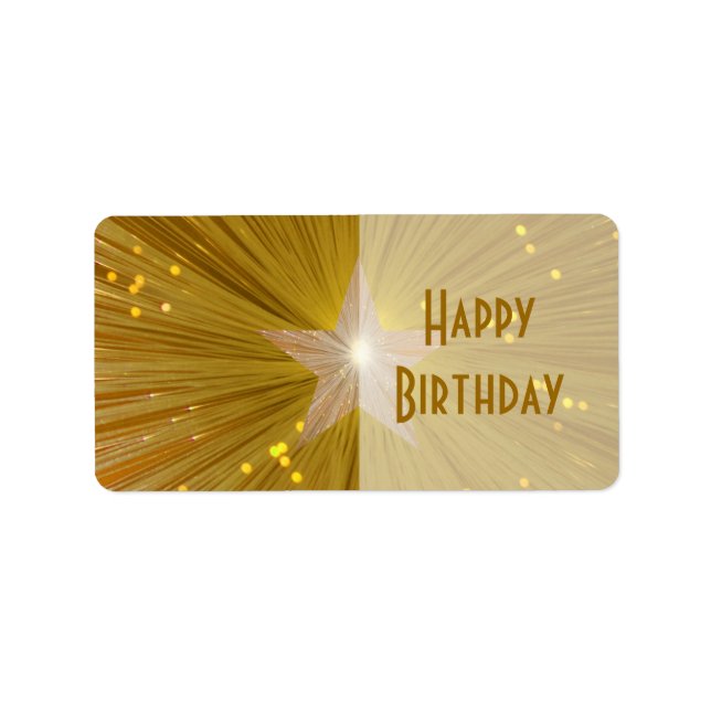 Etiqueta de presente 'Parabéns Feliz Aniversário d (Frente)
