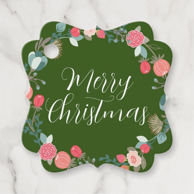 Etiqueta de Presente Verde da Festa de Natal (Frente)