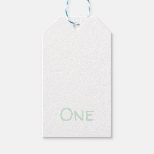 Etiqueta de Presente Verde Pastel de Um Ano (Frente)