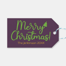 Etiqueta de presente violeta de Natal simples e fe