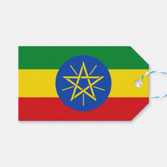 Etiqueta de presentes com bandeira da Etiópia (Frente (horizontal))