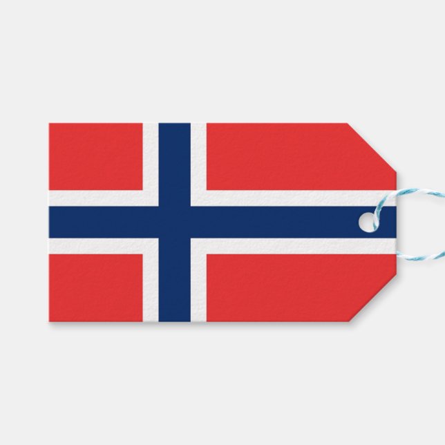 Etiqueta de presentes com bandeira da Noruega (Frente (horizontal))