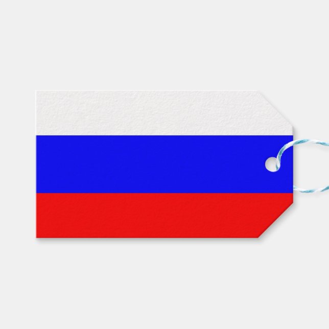 Etiqueta de presentes com bandeira da Rússia (Frente (horizontal))