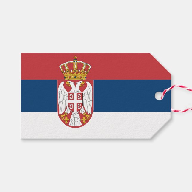 Etiqueta de presentes com bandeira da Sérvia (Frente (horizontal))