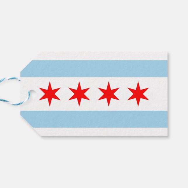 Etiqueta de presentes com bandeira de Chicago, EUA (Verso Horizontal)