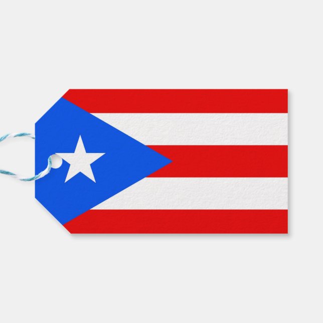 Etiqueta de presentes com bandeira de Porto Rico,  (Verso Horizontal)