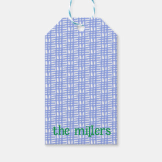 Etiqueta de presentes com padrão azul