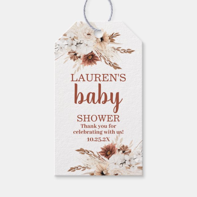 Etiqueta de presentes da Chá de fraldas Boho Terra (Frente)