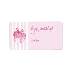 Etiqueta de presentes de aniversário com listras