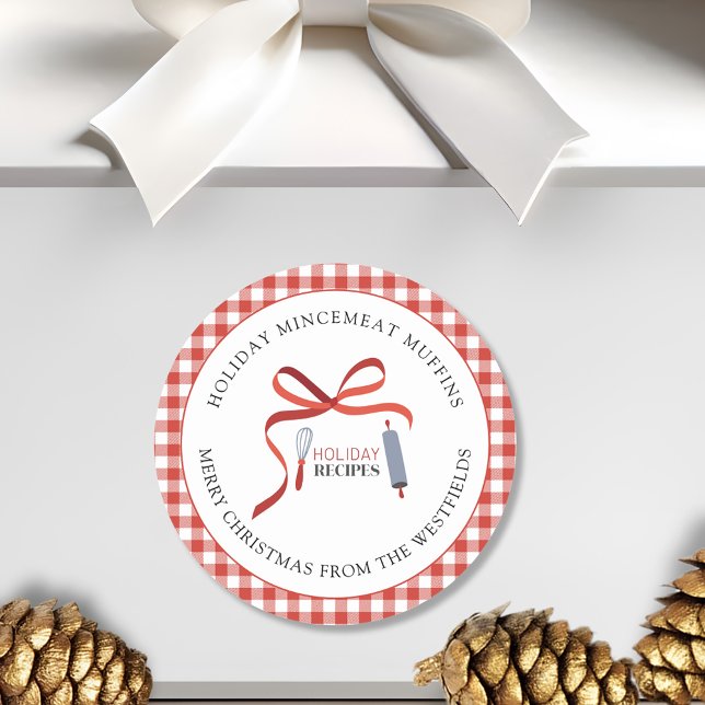 Etiqueta de presentes de Comida caseira de recebim (Holiday Recipes Mincemeat Muffins Merry Christmas Food Gift Label)