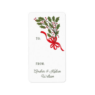 Etiqueta de presentes de férias do Red Arco Holly 