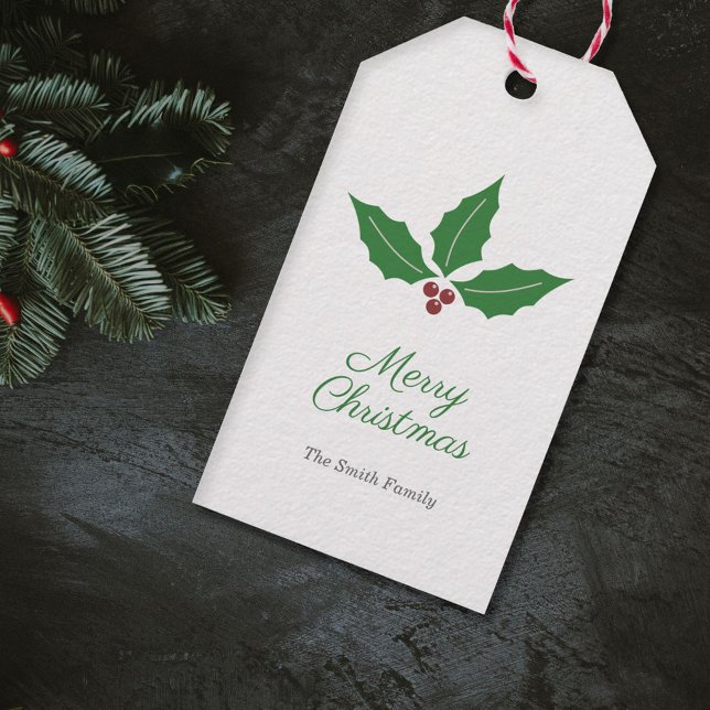 Etiqueta de presentes de Natal (Christmas Holly Gift Tag)