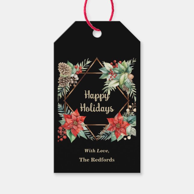 Etiqueta de presentes de Natal de Poinsettia (Frente)