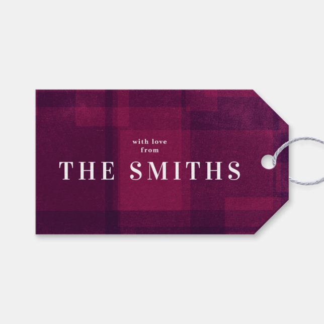 Etiqueta de presentes de Natal de Púrpura rosa ros (Frente (horizontal))