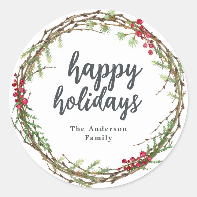 Etiqueta de presentes de Natal Feliz Feriados Feli (Frente)