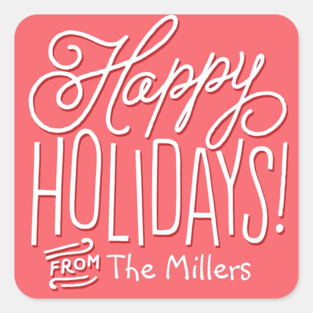 Etiqueta de presentes de Natal Feliz, VERMELHO (Frente)