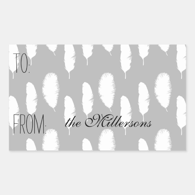 Etiqueta de presentes de penas brancas (Frente)