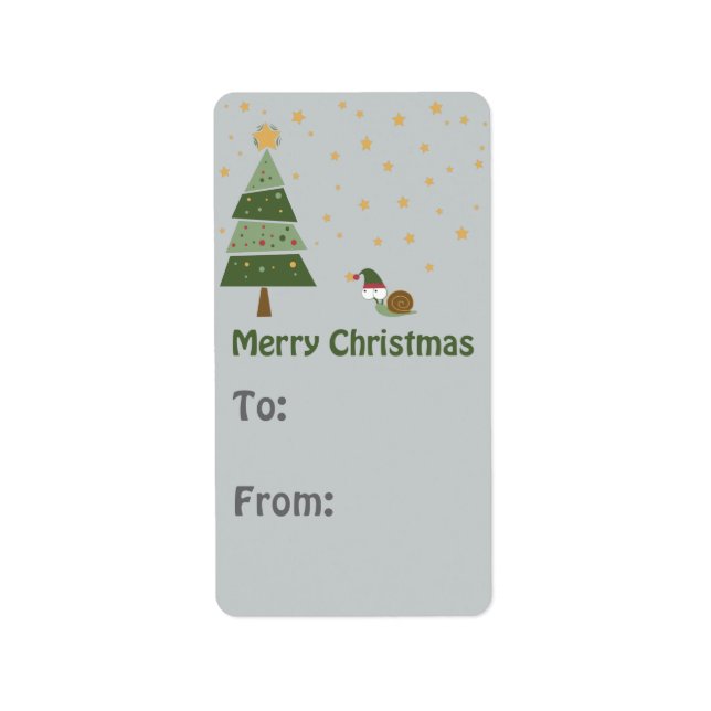 Etiqueta de presentes Elf Snail de Natal (Frente)