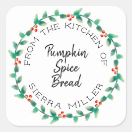 Etiqueta de presentes para a cozinha Holly Wreath 