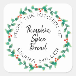 Etiqueta de presentes para a cozinha Holly Wreath 