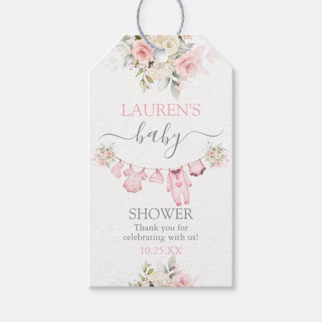 Etiqueta de presentes para Chá de fraldas de roupa (Frente)