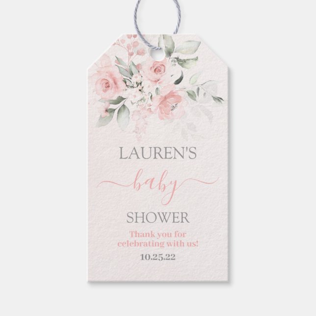 Etiqueta de presentes para Chá de fraldas Floral R (Frente)