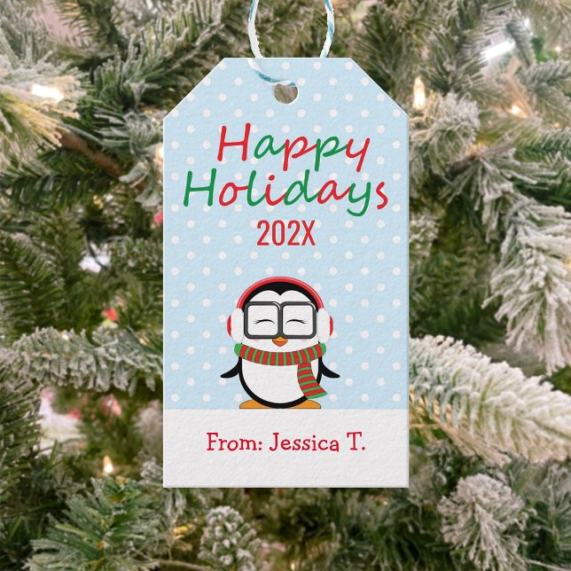 Etiqueta de presentes para feriados felizes do Pin (Criador carregado)