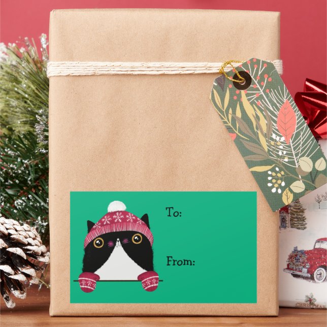 Etiqueta de presentes para gatos bonitos de feriad (Feriado)