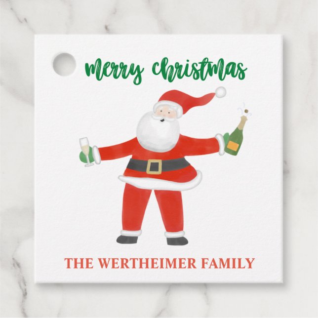 Etiqueta de presentes para Papais noeis de champan (Frente)