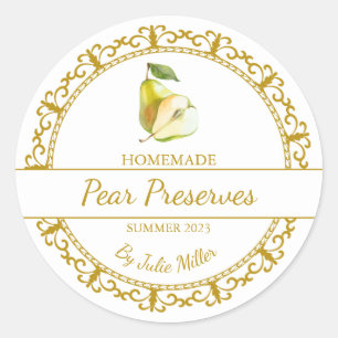 Etiqueta de Preservação de Pear Homemade Dourada d