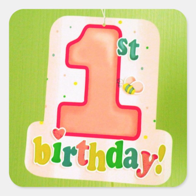 Etiqueta de primeiro aniversario laranja na porta  (Frente)