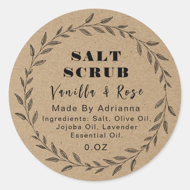 Etiqueta de produto artesanal Papel Kraft (Frente)