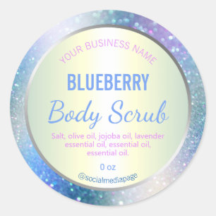 Etiqueta de produto azul brilhante
