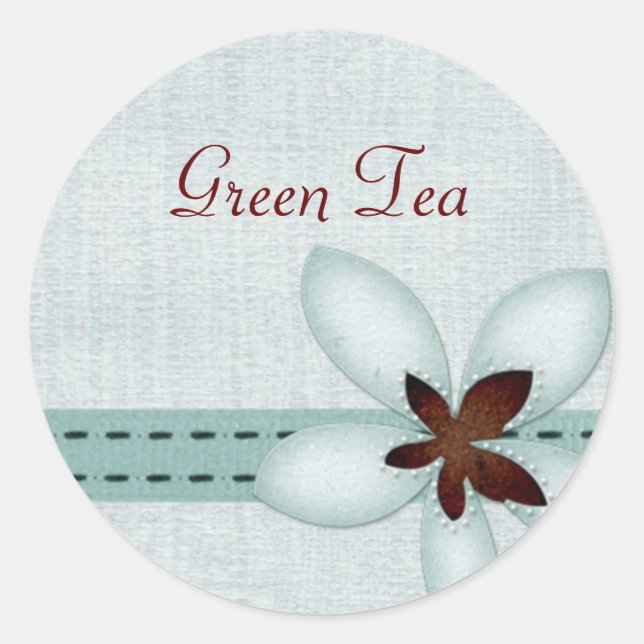 Etiqueta De Produto Azul Fita E Flor (Frente)