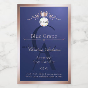 Etiqueta de Produto Azul Monograma de Logotipo com