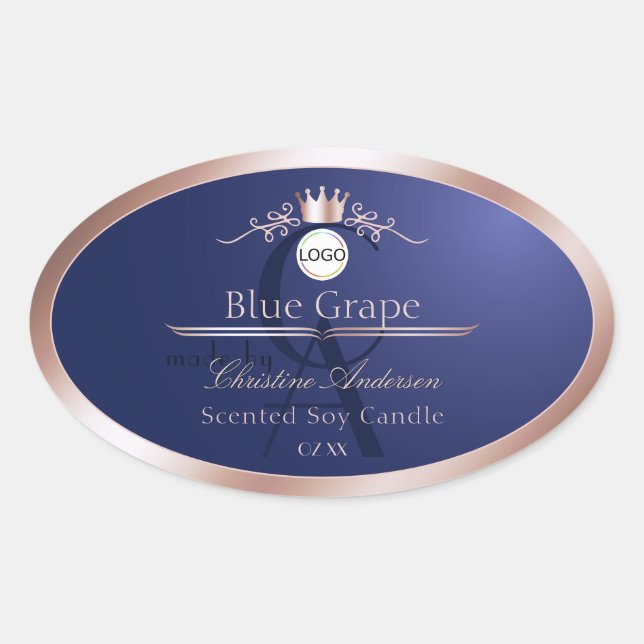 Etiqueta de Produto Azul Rosa Dourado Quadro Logot (Frente)