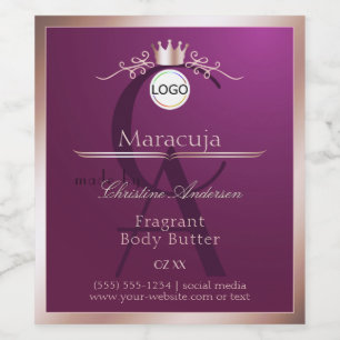 Etiqueta de Produto Burgundy com Moldura em Dourad