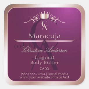 Etiqueta de Produto Burgundy com Moldura em Rose G