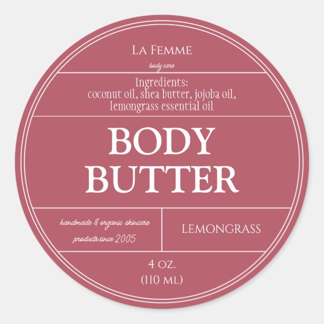 Etiqueta de produto cosmético Carmine Pink & White (Frente)