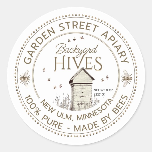 Etiqueta de produto das colmeias do quintal Apijoa (Frente)