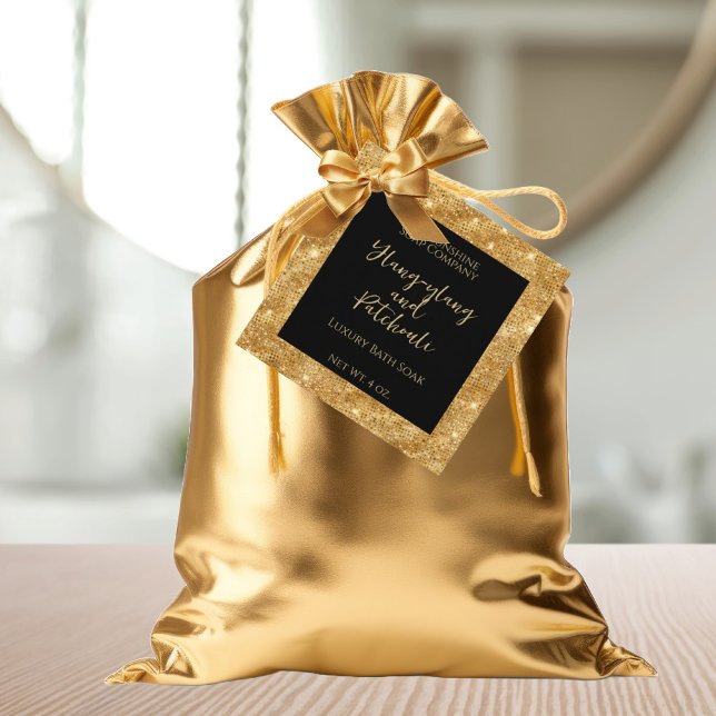 Etiqueta de produto de cosméticos Dourada e brilha (Criador carregado)