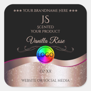 Etiqueta de produto do logotipo Dourado Rosa de on